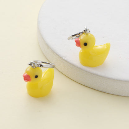 1 Piece Cute Simple Style Duck Resin Drop Earrings