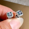 Fashion Square Copper Ear Studs Inlay Zircon Copper Earrings