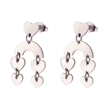 1 Piece Casual Simple Style Heart Shape Plating Stainless Steel Drop Earrings