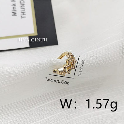 1 Piece IG Style Sweet Shiny C Shape Inlay Copper Zircon 18K Gold Plated Ear Cuffs