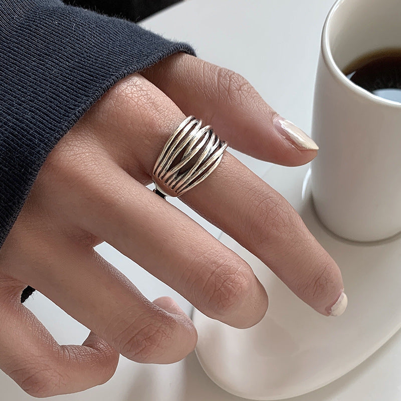 Retro Geometric Copper Rings