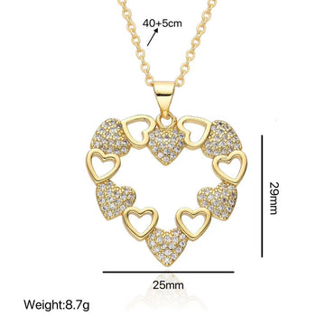 IG Style Simple Style Heart Shape Stainless Steel Alloy Polishing Hollow Out Inlay Rhinestones Gold Plated Women's Pendant Necklace
