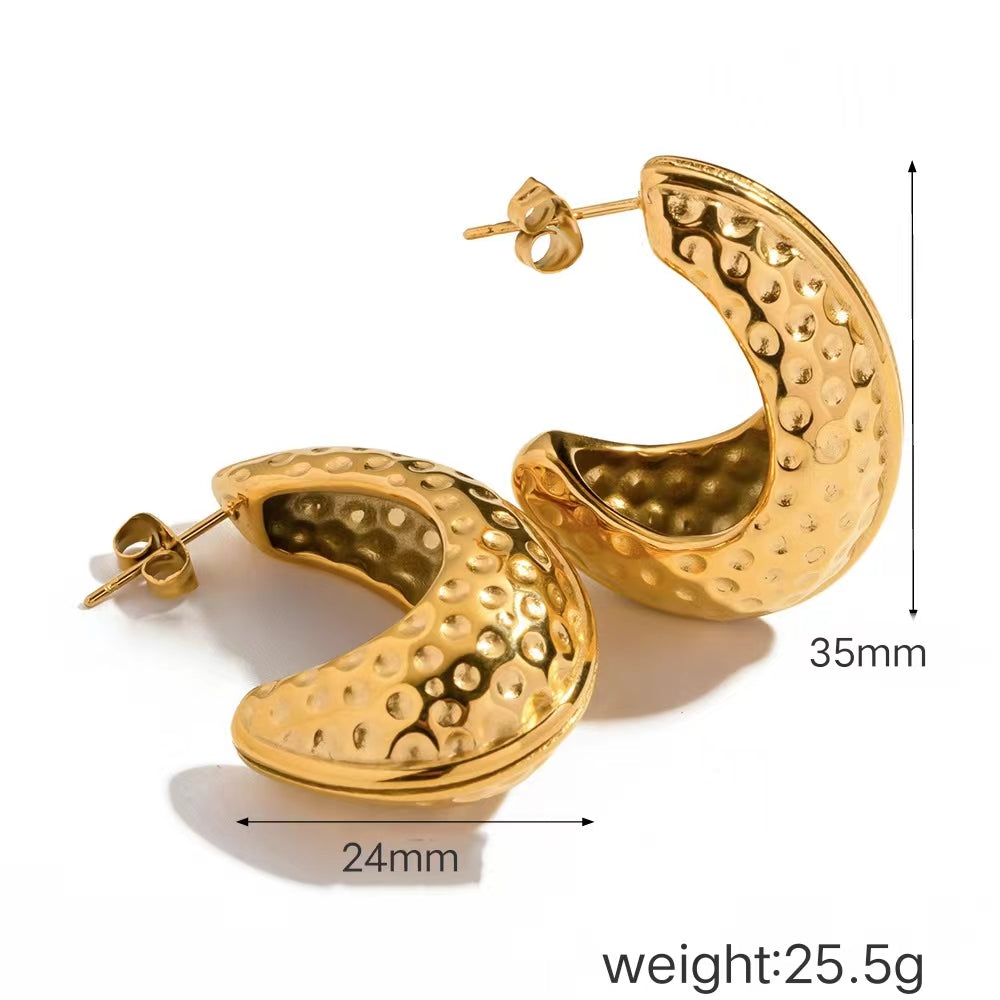 1 Pair IG Style Simple Style C Shape Water Droplets Stainless Steel 18K Gold Plated Ear Studs