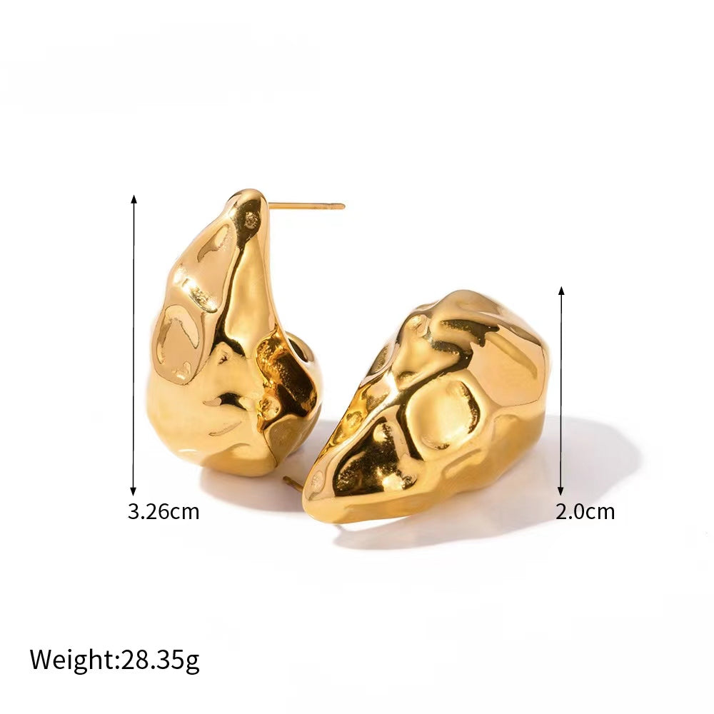 1 Pair IG Style Simple Style C Shape Water Droplets Stainless Steel 18K Gold Plated Ear Studs