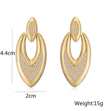 1 Pair IG Style Exaggerated Commute Geometric Hollow Out Inlay Copper Zircon 18K Gold Plated Drop Earrings