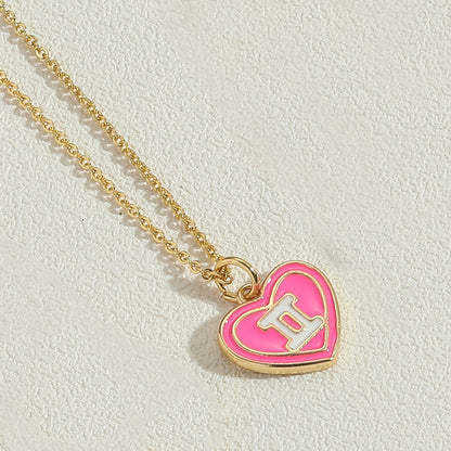 Copper 14K Gold Plated Vintage Style Simple Style Commute Constellation Heart Shape Enamel Pendant Necklace