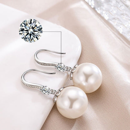 1 Pair Elegant Glam Luxurious Round Inlay Imitation Pearl Zircon Artificial Pearls Zircon Drop Earrings