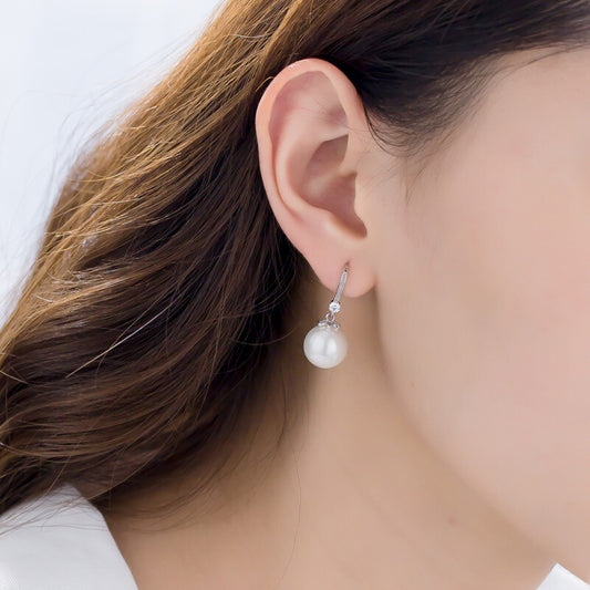 1 Pair Elegant Glam Luxurious Round Inlay Imitation Pearl Zircon Artificial Pearls Zircon Drop Earrings