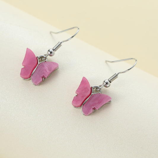 1 Pair Casual Simple Style Butterfly Alloy Plastic Drop Earrings