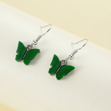 1 Pair Casual Simple Style Butterfly Alloy Plastic Drop Earrings