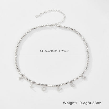 Elegant Letter Beaded Baroque Pearls Sterling Silver White Gold Plated Artificial Diamond Pearl Beads Choker In Bulk