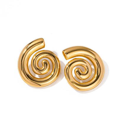 1 Pair IG Style Simple Style Solid Color Spiral Stainless Steel 18K Gold Plated Ear Studs