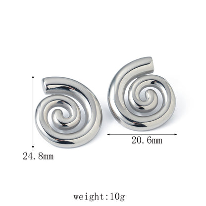 1 Pair IG Style Simple Style Solid Color Spiral Stainless Steel 18K Gold Plated Ear Studs