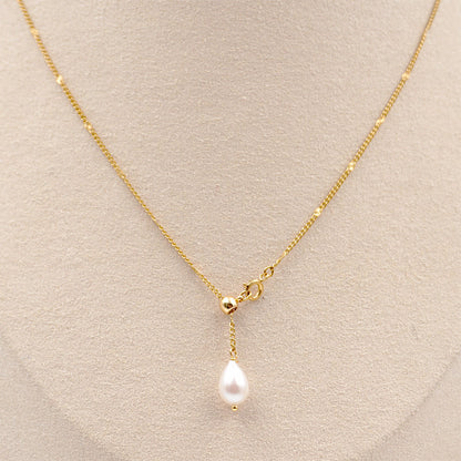 Titanium Steel Gold Plated Modern Style Simple Style Classic Style Water Droplets Pearl Pendant Necklace