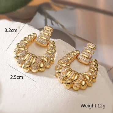 1 Pair IG Style Simple Style Commute Geometric Hollow Out Inlay Copper Zircon 18K Gold Plated Drop Earrings
