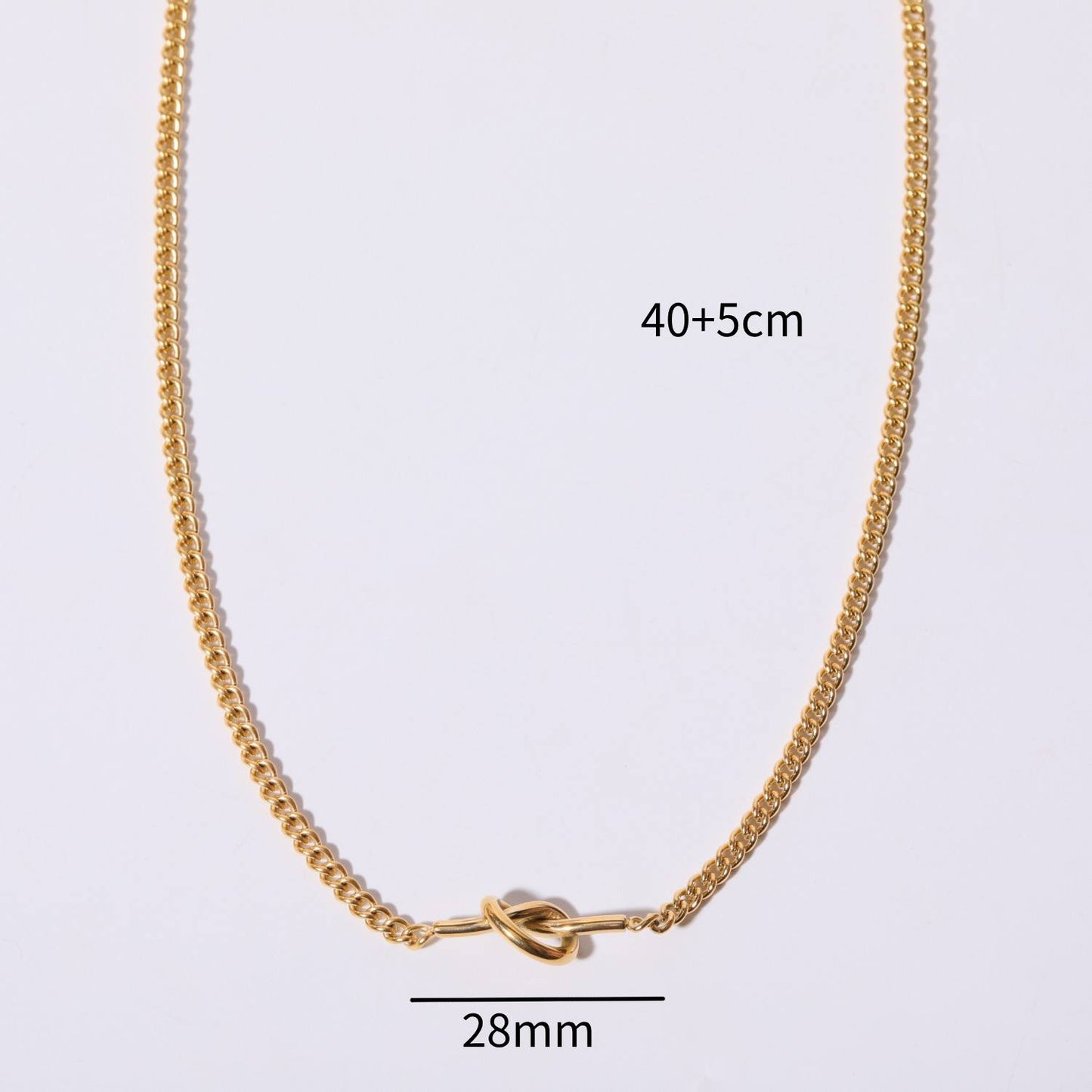 Titanium Steel 18K Gold Plated Simple Style Solid Color Knot Inlay Zircon Bracelets Necklace
