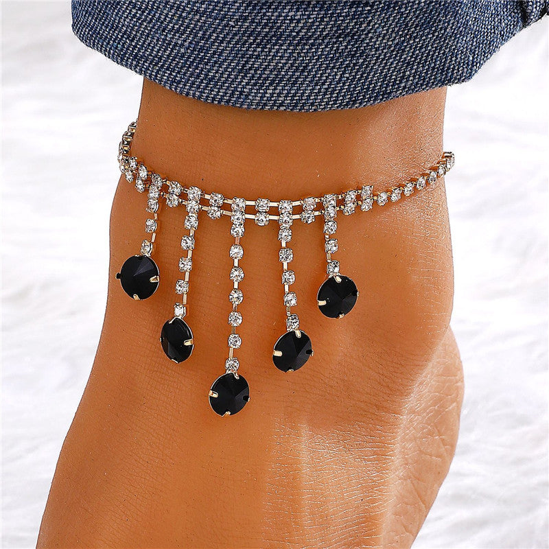 Vacation Simple Style Moon Heart Shape Copper Inlay Artificial Rhinestones Artificial Diamond Gold Plated Silver Plated Women's Anklet