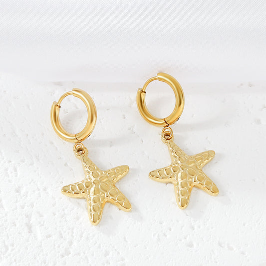 1 Piece Simple Style Starfish Stainless Steel Drop Earrings