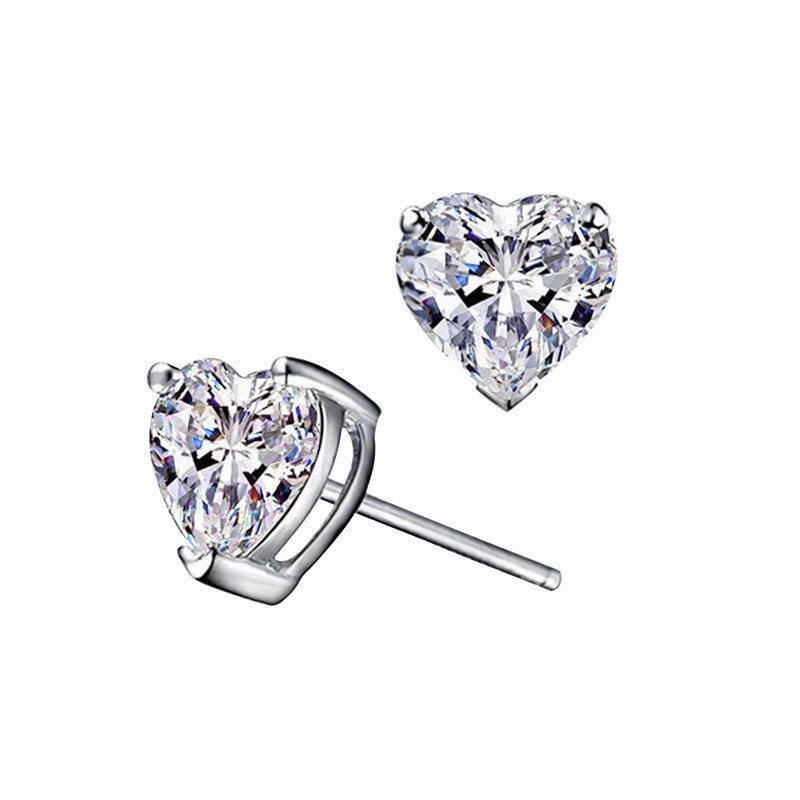 1 Pair Elegant Glam Luxurious Heart Shape Inlay Sterling Silver Moissanite Ear Studs