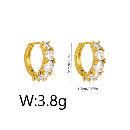 1 Pair Sweet Simple Style Shiny Round Inlay Copper Zircon 18K Gold Plated Earrings