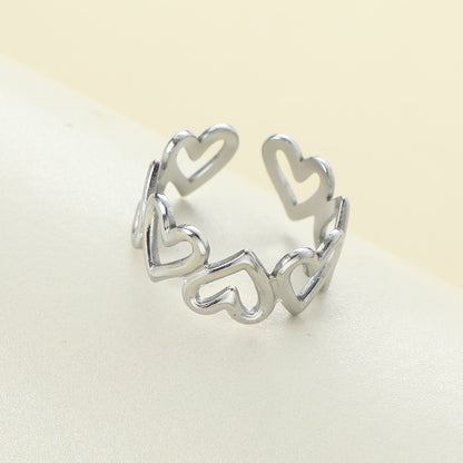 Titanium Steel Casual Simple Style Pentagram Heart Shape Open Rings