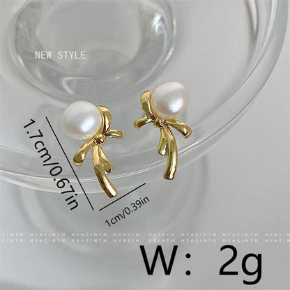 1 Pair IG Style Simple Style Bow Knot Inlay Copper 18K Gold Plated Ear Studs