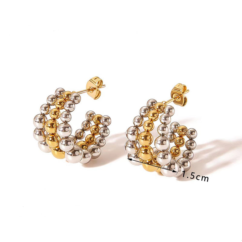 1 Pair IG Style Simple Style C Shape Stainless Steel Gold Plated Ear Studs