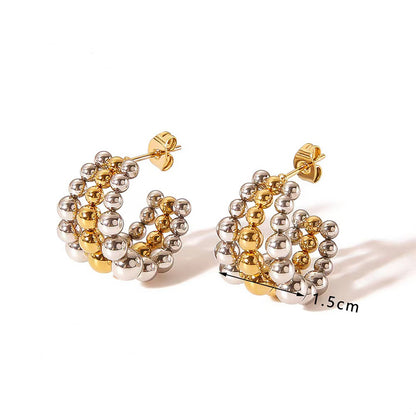 1 Pair IG Style Simple Style C Shape Stainless Steel Gold Plated Ear Studs