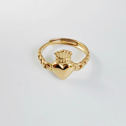 Stainless Steel Titanium Steel 14K Gold Plated Vintage Style Simple Style Heart Shape Plating Open Rings