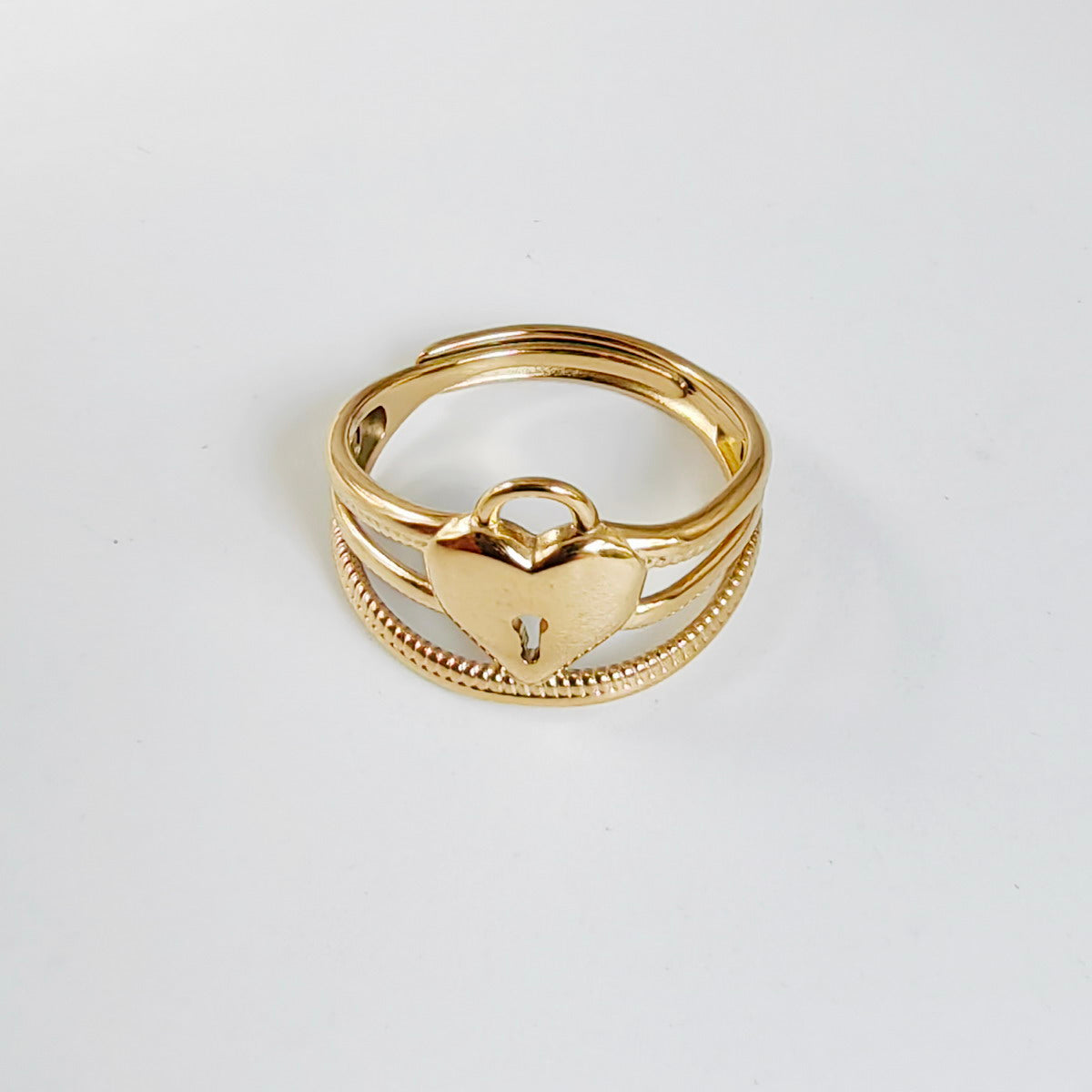 Stainless Steel Titanium Steel 14K Gold Plated Vintage Style Simple Style Heart Shape Plating Open Rings