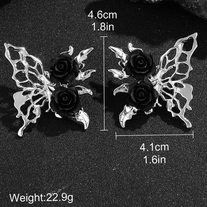 1 Pair Simple Style Flower Butterfly Inlay Alloy Resin Ear Studs