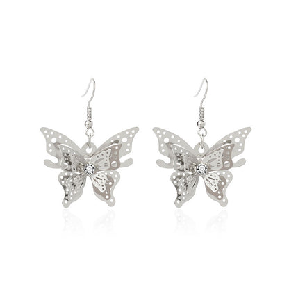 1 Pair Simple Style Butterfly Inlay Copper Zircon Drop Earrings