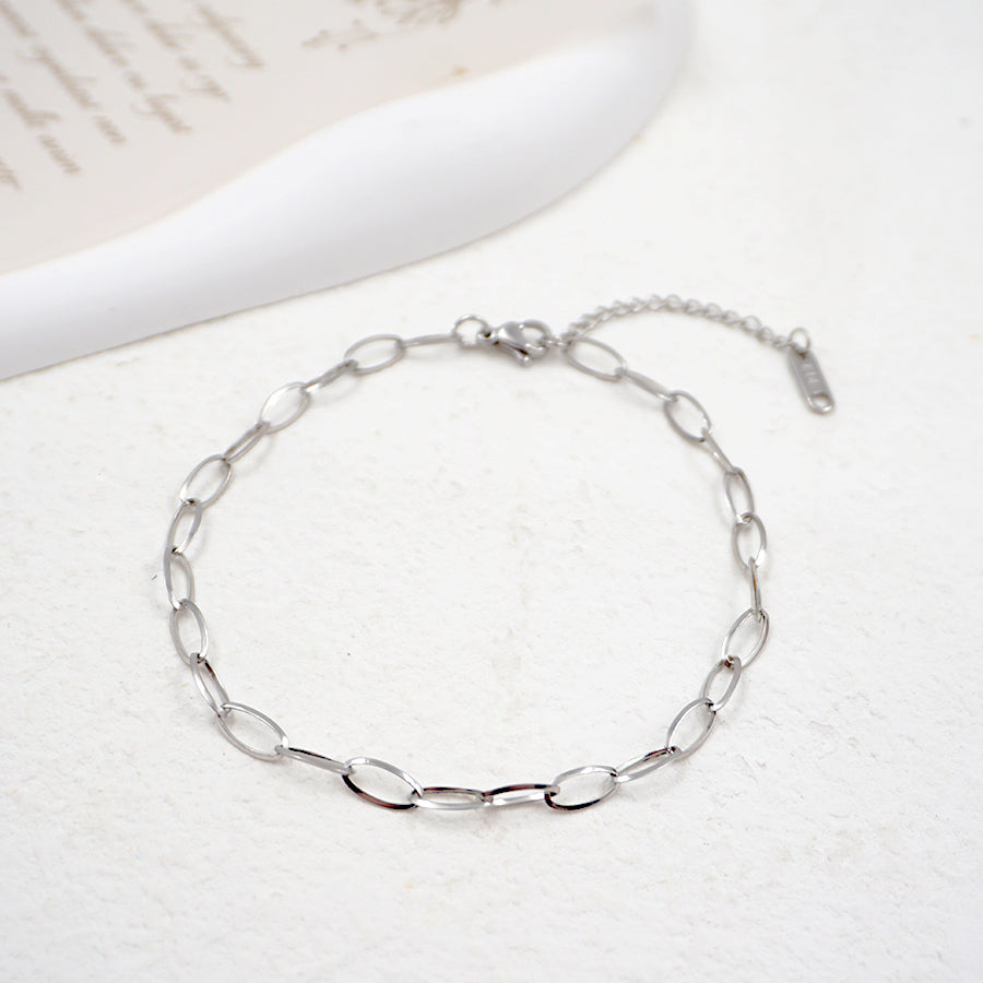 Casual Simple Style Solid Color Titanium Steel Knitting Women's Anklet