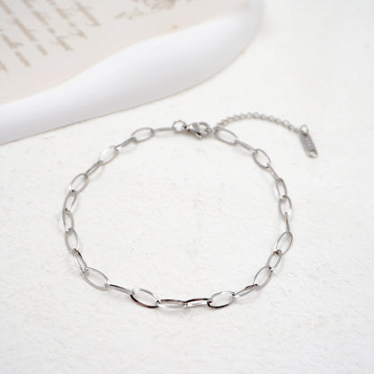 Casual Simple Style Solid Color Titanium Steel Knitting Women's Anklet