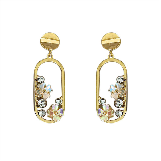1 Pair Elegant Formal Sweet Flower Plating Inlay Copper Zircon 18K Gold Plated Drop Earrings