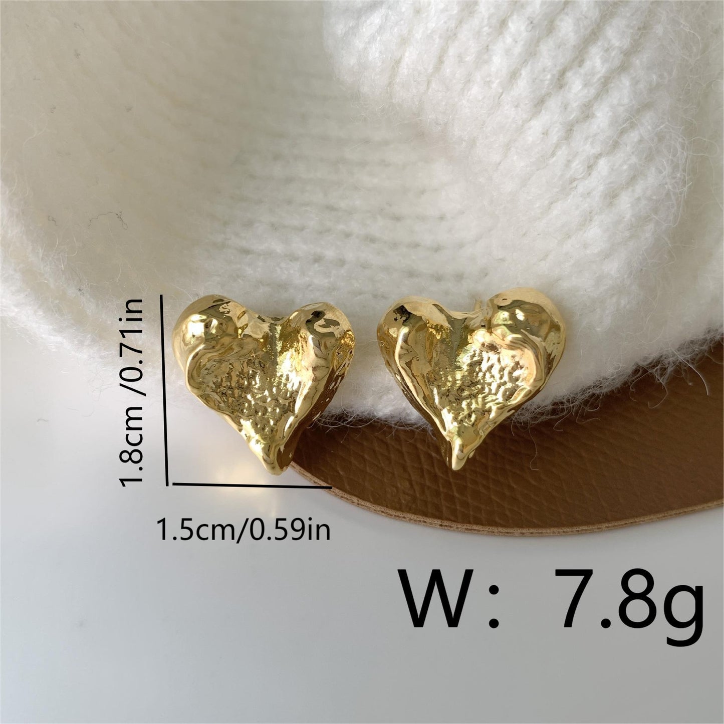 1 Pair Simple Style Heart Shape Plating Copper 18K Gold Plated Ear Studs