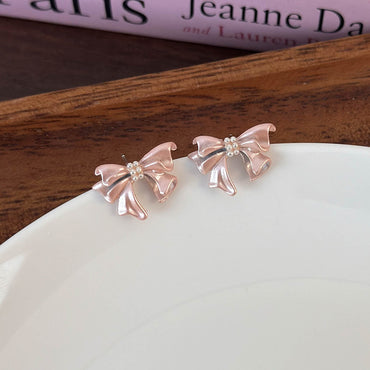 1 Pair Sweet Simple Style Bow Knot Inlay Alloy Zircon Ear Studs