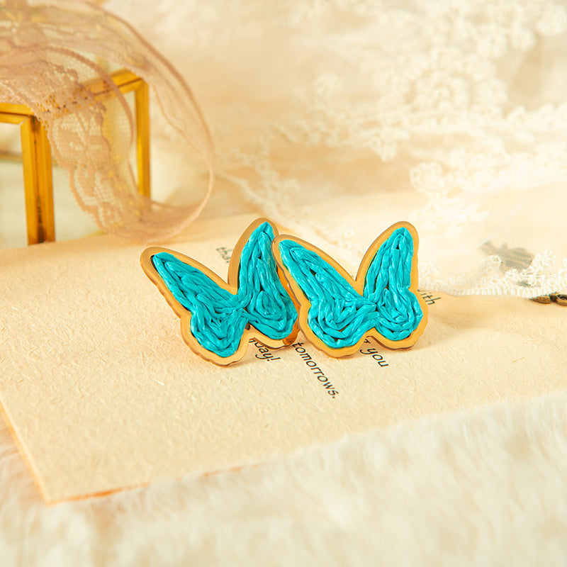 1 Pair Simple Style Classic Style Butterfly Plating Stainless Steel Alloy Gold Plated Ear Studs