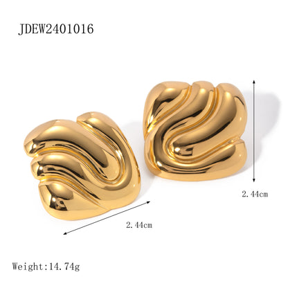 1 Pair Simple Style Solid Color Plating Stainless Steel 18K Gold Plated Ear Studs