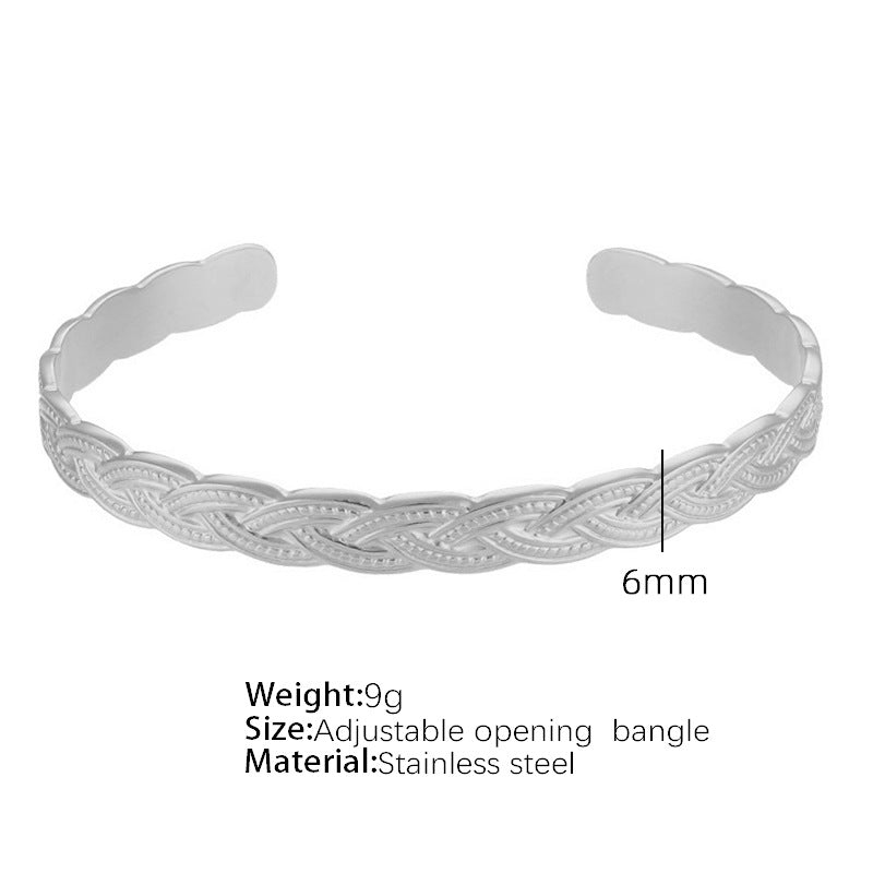 Titanium Steel IG Style Geometric Plating Bangle