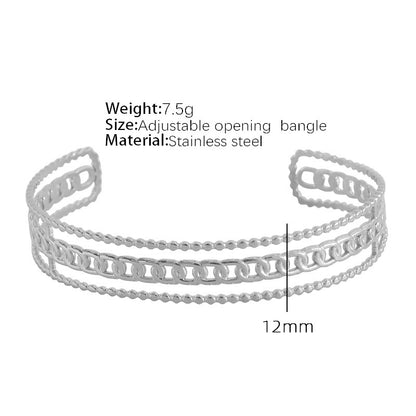 Titanium Steel IG Style Geometric Plating Bangle