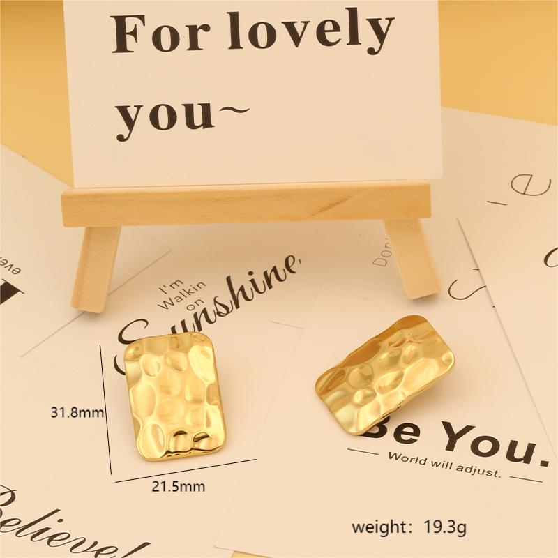 1 Pair Hip-Hop Oversized Geometric Lacquer Painting Plating Stainless Steel 18K Gold Plated Ear Studs