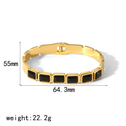 Stainless Steel 18K Gold Plated Casual Tropical Classic Style Geometric Polishing Inlay Zircon Bangle