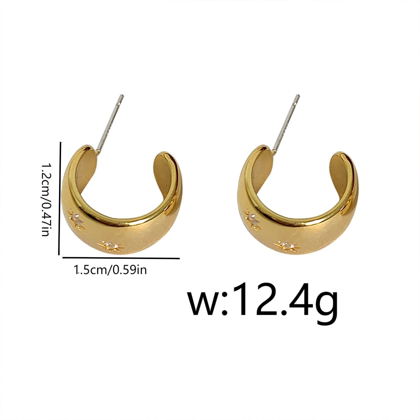 1 Pair Vintage Style C Shape Plating Copper 18K Gold Plated Ear Studs