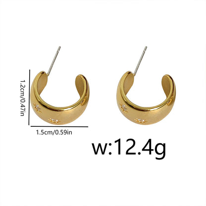 1 Pair Vintage Style C Shape Plating Copper 18K Gold Plated Ear Studs