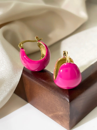 1 Pair Exaggerated Simple Style Solid Color Enamel Stainless Steel 18K Gold Plated Earrings