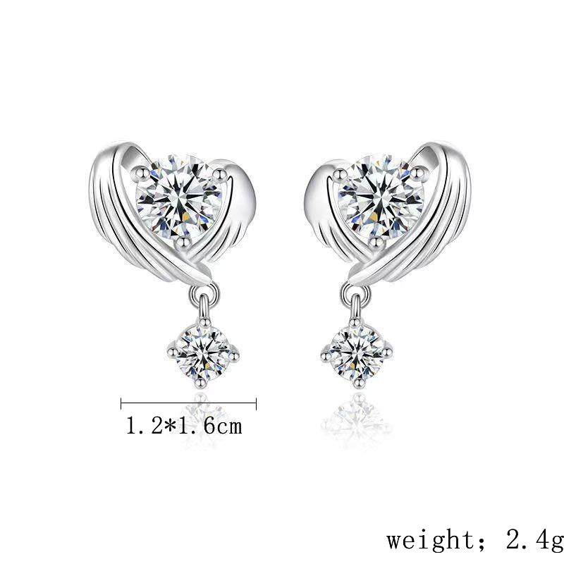 1 Pair Simple Style Classic Style Heart Shape Inlay Sterling Silver Zircon Ear Studs