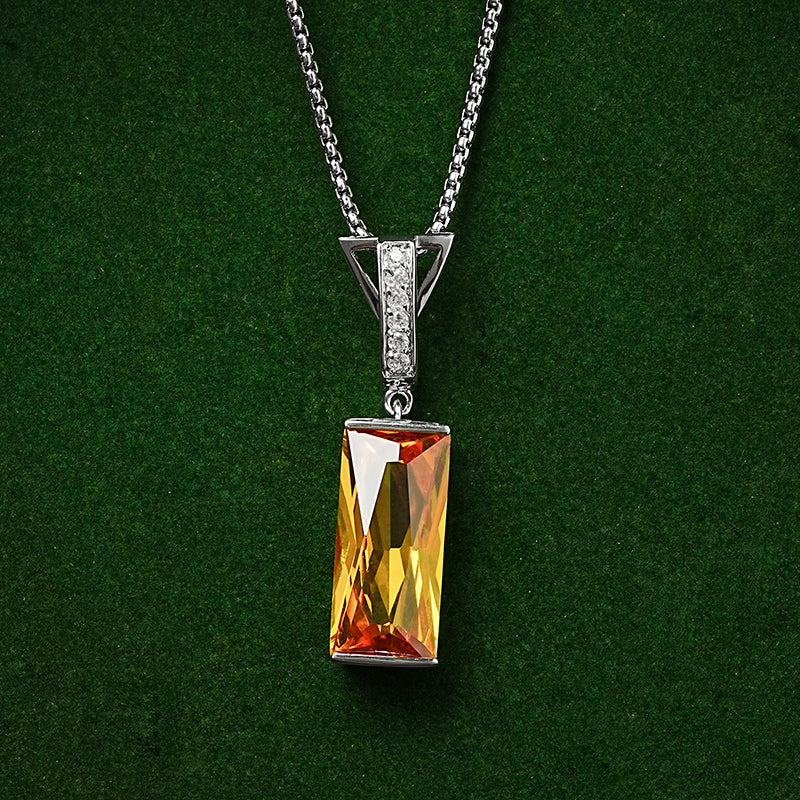 Copper White Gold Plated Classical Retro Inlay Square Zircon Pendant Necklace