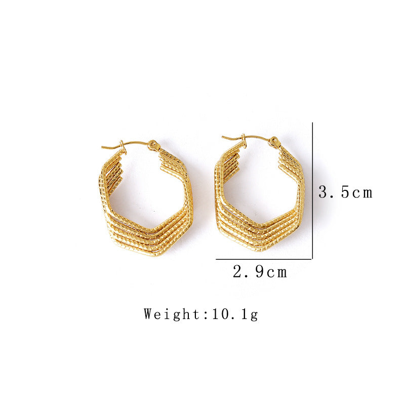 1 Pair Retro Simple Style Irregular Plating Titanium Steel Hoop Earrings