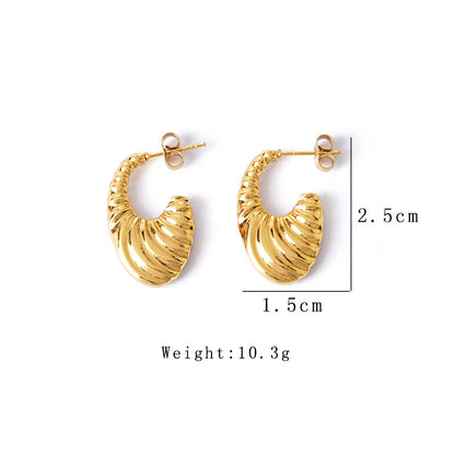 1 Pair Retro Simple Style Irregular Plating Titanium Steel Hoop Earrings